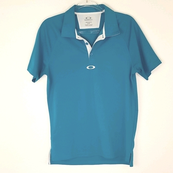 OAKLEY Regular Fit Turquoise Polo Short Sleeve Golf Sports Athletic Preppy, S - Picture 1 of 4